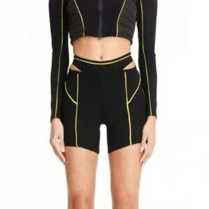 I.AM.GIA Black Yellow Black Cutout Biker Shorts Size M